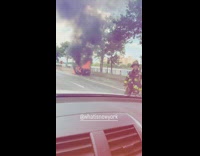 Car explosion on freeway 