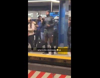 Guy lifts without equipment on train platform