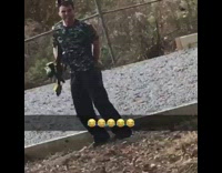 Guy shoots paintball gun at friends butt and gets right in the middle