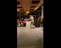 Woman orange dress lay down furniture restaurant Part 1