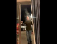 Collab BitchMP - Man dancing mask on hot releases steam outside