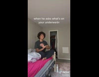 Collab BitchIG2 - Lady picks up underwear off floor with foot 