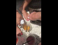 Girl sneaks alcohol in sunblock flask bottle