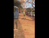man in grey roller blades into brick wall
