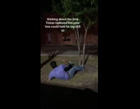 Collab Clips MPUGC2 - Man hold on tree branch and falls