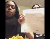 Girl laugh so much tell joke with paper