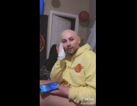 Girl yellow hoodie bald filter 