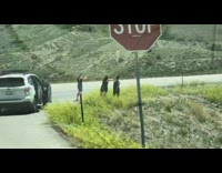 White SUV three girls valley mountain view