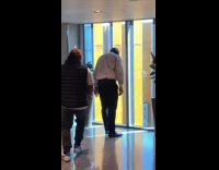 Guy pranks friend standing scared of heights