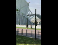 Grey shirt black shorts guy exercises grass 