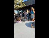 Woman spins for photo 