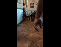 Man dances pants down inside the restaurant