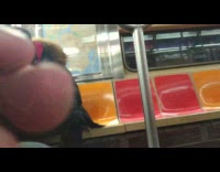 Collab Subway Creatures - Red sweater guy smokes on subway 
