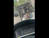 UPS delivery driver guy throws packages truck