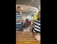 We bought our husbands matching shirts without them knowing