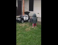 Rooster pushes little boy scream