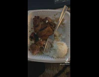 Guy eating rice and chicken messed up ratio