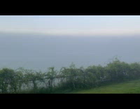 Morning view with at thick fog from the soccer field