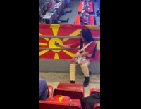 Woman selfie on balcony of dance competition