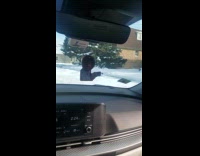 Bob Ross car air freshener on mirror 