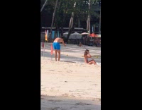 Video compilation of people poses at beach