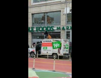Guy on top of uhaul truck doing a humping dance