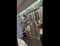 Guy wearing half suit of armor nearly falls losing balance