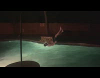 Guy jumps into pool but slips falls