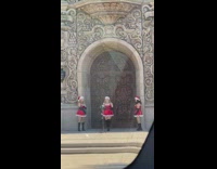Collab IITW - Three women in Santa Claus costume tiktok in front of the church
