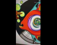 Girl makes record vinyl digital art