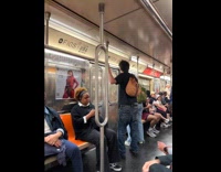 Man wears testicles string bag rides subway