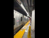 Broken pipe burst water on subway station