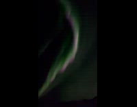 Jeep covered with Christmas lights under northern lights