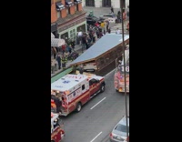 emergency response to car crash into outdoor seating