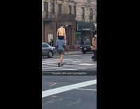 couples who work out together cross street 
