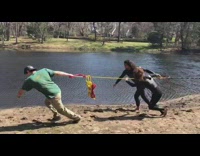 Collab SendItOfficiall - Bungee lake black wetsuit girl fail board