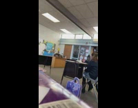 Teacher wave window reenact student enter classroom