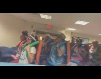 Group of people dressed as roller coaster ride