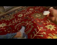 Cat licks ice cream on spoon handle