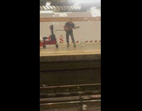 Collab Subway Creatures - Guy sings and plays guitar subway platform 