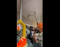 Passengers celebrating Thanksgiving on train 