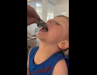 Little boy tries poprocks candy