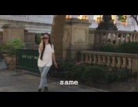 Three people all performing for a video