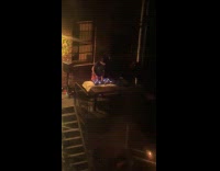 Random DJ late night setup in backyard