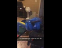 two guys in deflated balloons run into each other