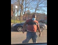 Driver gets out of car starts dancing