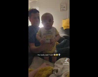 Baby is asked if its bad and answers with yeah 