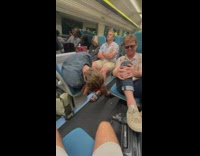 Guy falls asleep and falls out of seat 