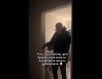 Filmer startles housemate that just got home