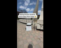 Girl asks Purdue students what makes them happy
